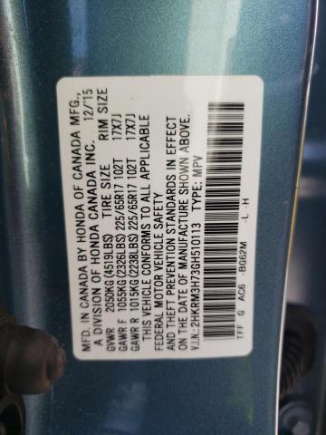Photo 10 from auction – 2016 HONDA CR-V EXL with VIN 2HKRM3H73GH510113
