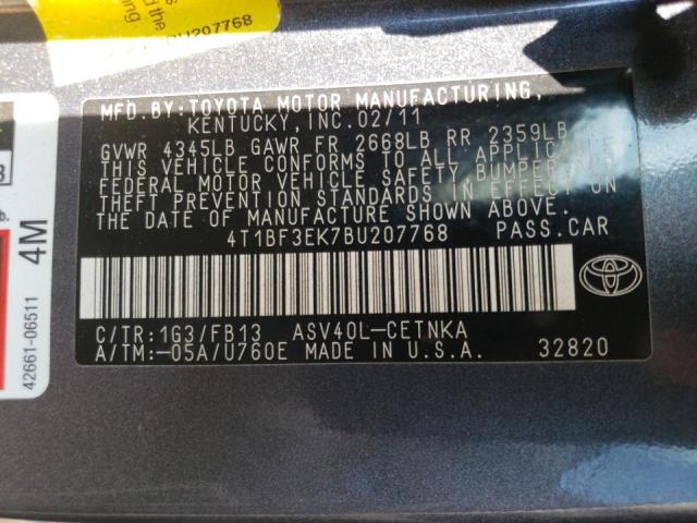 Photo 10 from auction – 2011 TOYOTA CAMRY BASE with VIN 4T1BF3EK7BU207768