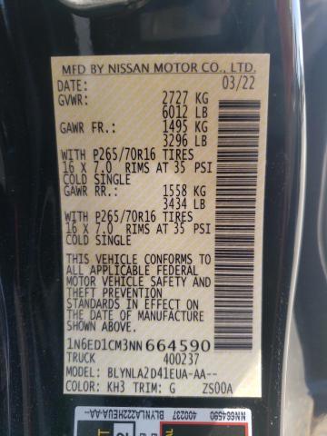 Photo 10 from auction – 2022 NISSAN FRONTIER S with VIN 1N6ED1CM3NN664590