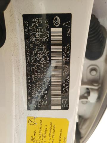 Photo 10 from auction – 2003 LEXUS ES 300 with VIN JTHBF30G130148781