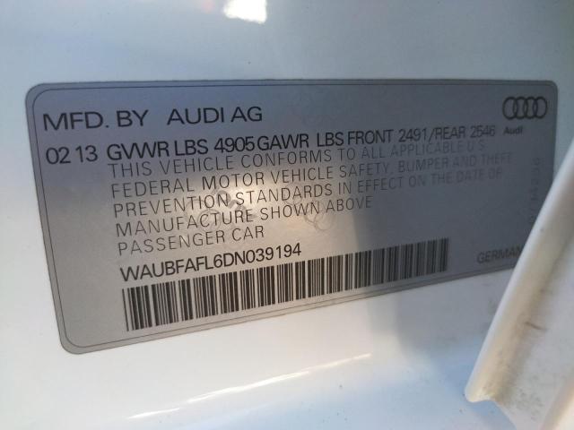 Photo 10 from auction – 2013 AUDI A4 PREMIUM with VIN WAUBFAFL6DN039194