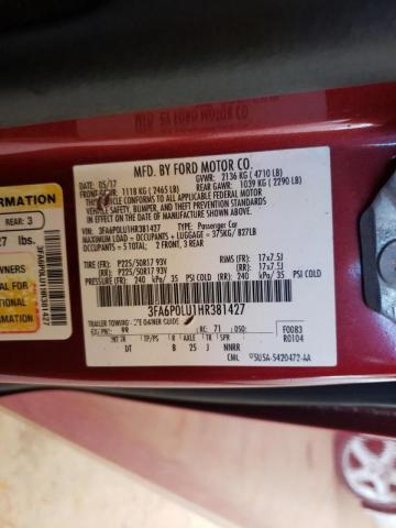 Photo 10 from auction – 2017 FORD FUSION SE with VIN 3FA6P0LU1HR381427