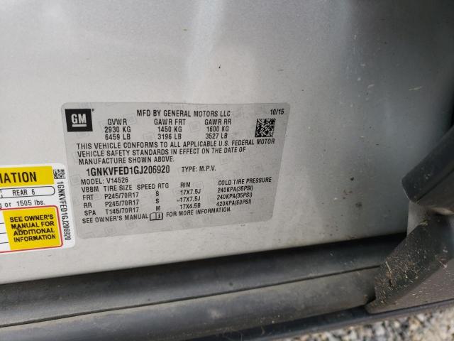 Photo 10 from auction – 2016 CHEVROLET TRAVERSE L with VIN 1GNKVFED1GJ206920