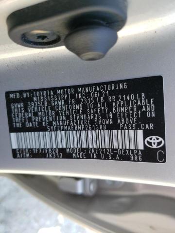 Photo 10 from auction – 2021 TOYOTA COROLLA LE with VIN 5YFEPMAE8MP261388