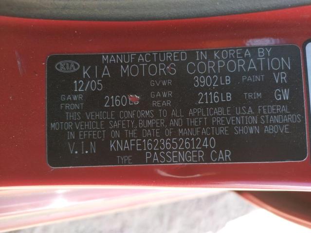 Photo 10 from auction – 2006 KIA SPECTRA5 with VIN KNAFE162365261240