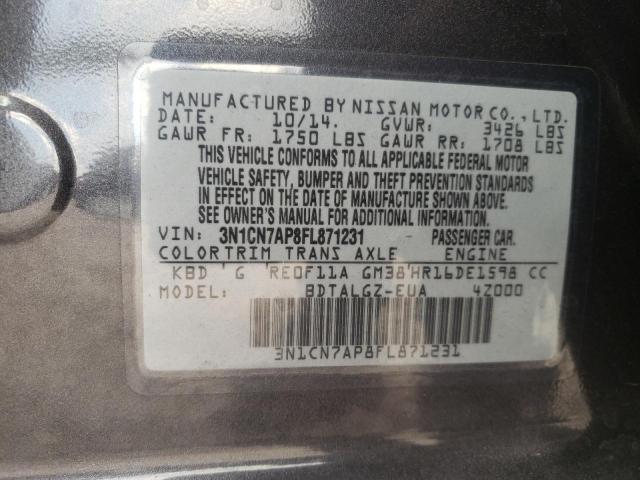 Photo 10 from auction – 2015 NISSAN VERSA S with VIN 3N1CN7AP8FL871231
