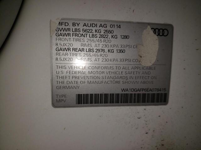 Photo 10 from auction – 2014 AUDI Q5 PREMIUM with VIN WA1DGAFP6EA078415