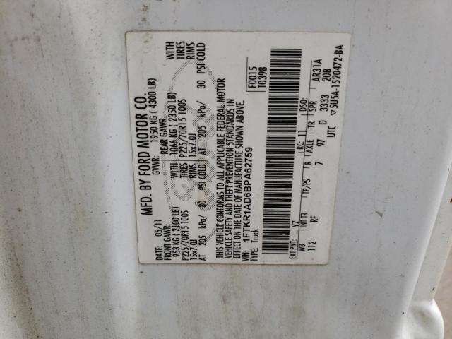 Photo 10 from auction – 2011 FORD RANGER with VIN 1FTKR1AD6BPA62759