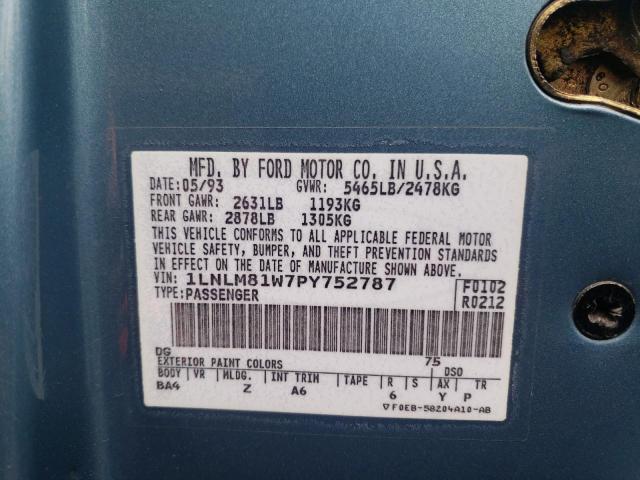Photo 10 from auction – 1993 LINCOLN TOWN CAR E with VIN 1LNLM81W7PY752787