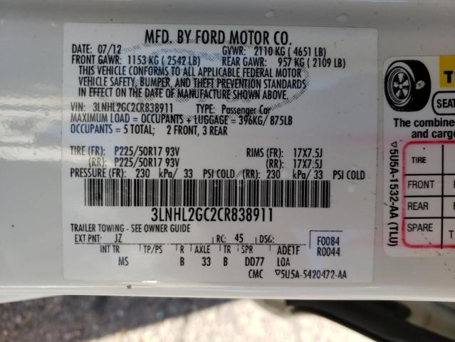 Photo 10 from auction – 2012 LINCOLN MKZ with VIN 3LNHL2GC2CR838911
