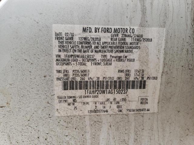 Photo 10 from auction – 2010 FORD TAURUS SE with VIN 1FAHP2DW1AG150237