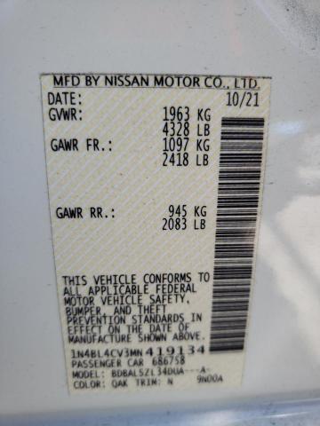 Photo 10 from auction – 2021 NISSAN ALTIMA SR with VIN 1N4BL4CV3MN419134