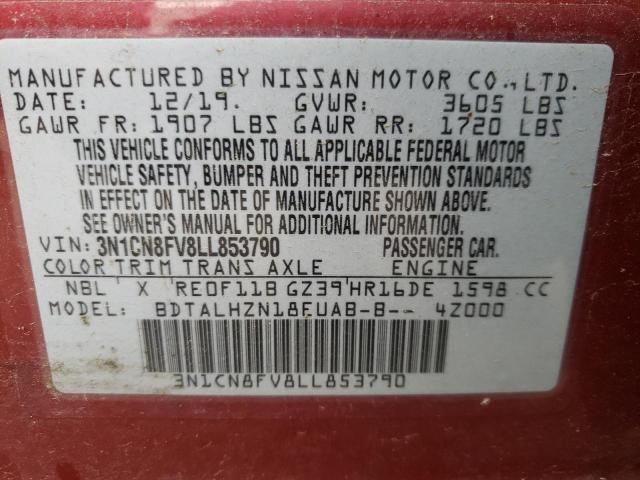 Photo 10 from auction – 2020 NISSAN VERSA SR with VIN 3N1CN8FV8LL853790
