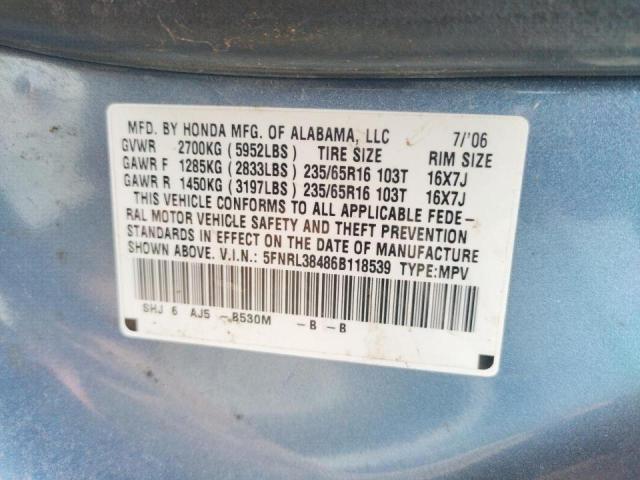 Photo 10 from auction – 2006 HONDA ODYSSEY EX with VIN 5FNRL38486B118539