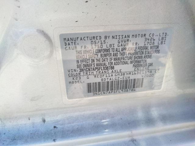 Photo 10 from auction – 2015 NISSAN VERSA S with VIN 3N1CN7AP5FL938786