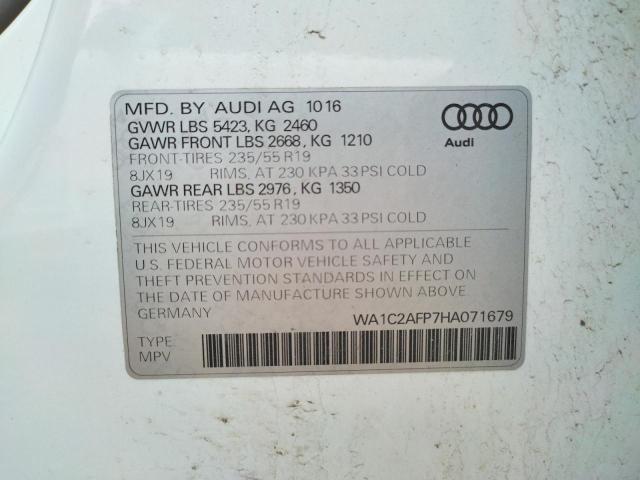 Photo 10 from auction – 2017 AUDI Q5 PREMIUM with VIN WA1C2AFP7HA071679