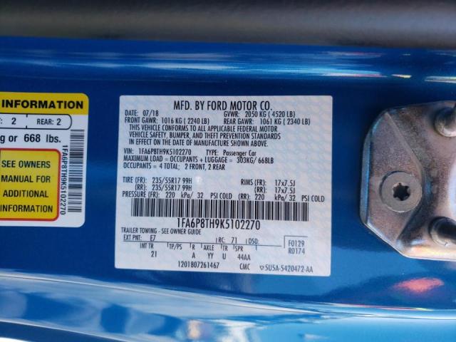 Photo 10 from auction – 2019 FORD MUSTANG with VIN 1FA6P8TH9K5102270