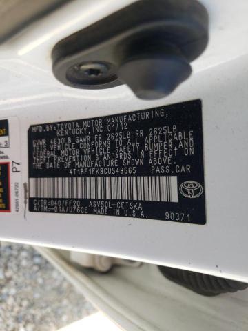 Photo 10 from auction – 2012 TOYOTA CAMRY BASE with VIN 4T1BF1FK8CU548665