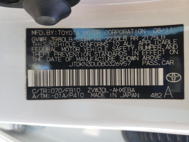 Photo 10 from auction – 2011 TOYOTA PRIUS with VIN JTDKN3DU0B0326957