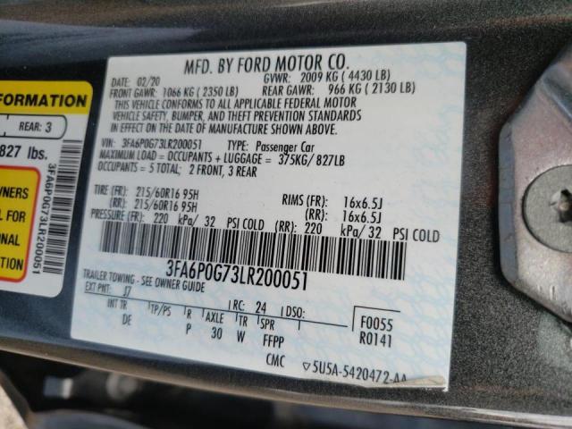Photo 10 from auction – 2020 FORD FUSION S with VIN 3FA6P0G73LR200051