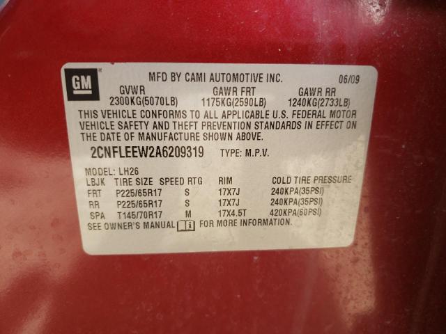 Photo 10 from auction – 2010 CHEVROLET EQUINOX LT with VIN 2CNFLEEW2A6209319