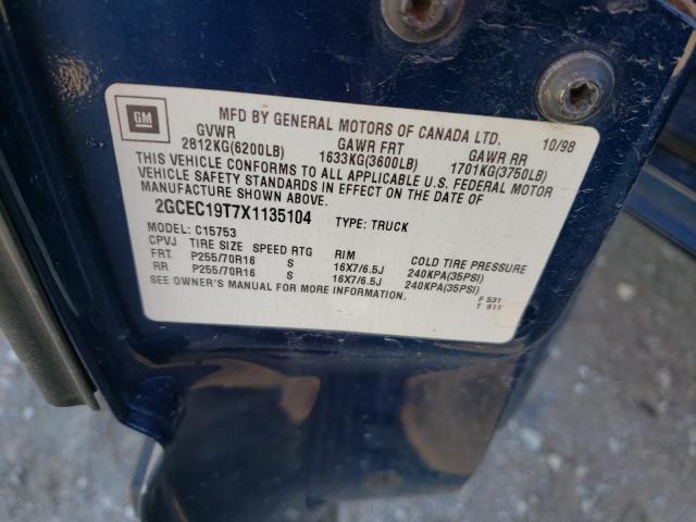 Photo 10 from auction – 1999 CHEVROLET SILVRK1500 with VIN 2GCEC19T7X1135104
