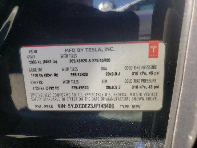 Photo 10 from auction – 2018 TESLA MODEL X with VIN 5YJXCDE23JF143406