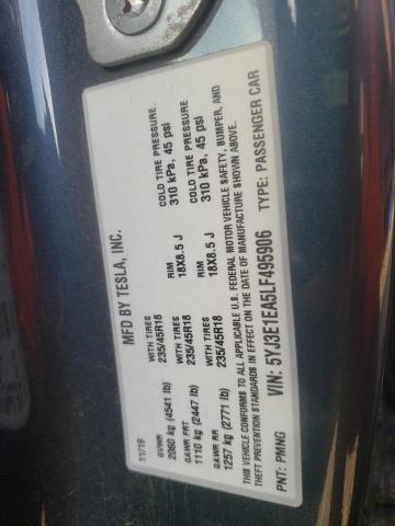 Photo 10 from auction – 2020 TESLA MODEL 3 with VIN 5YJ3E1EA5LF495906