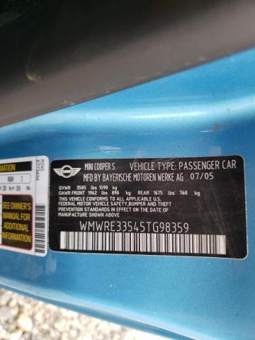 Photo 10 from auction – 2005 MINI COOPER S with VIN WMWRE33545TG98359
