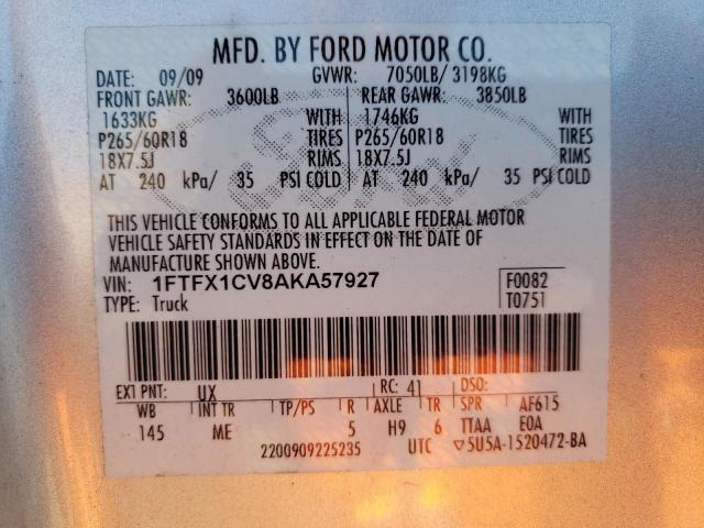 Photo 10 from auction – 2010 FORD F150 SUPER with VIN 1FTFX1CV8AKA57927
