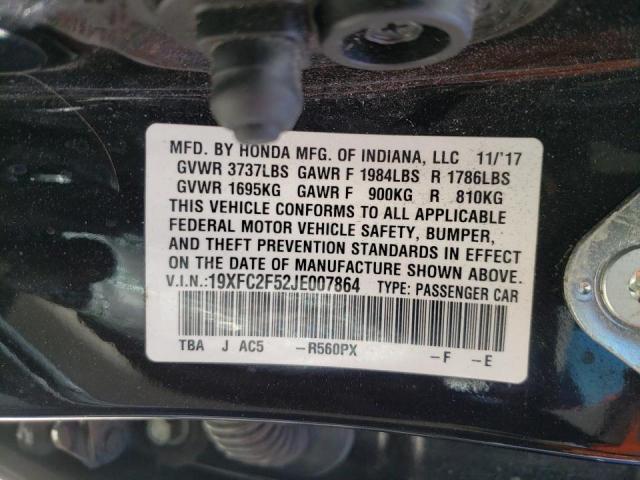 Photo 10 from auction – 2018 HONDA CIVIC LX with VIN 19XFC2F52JE007864