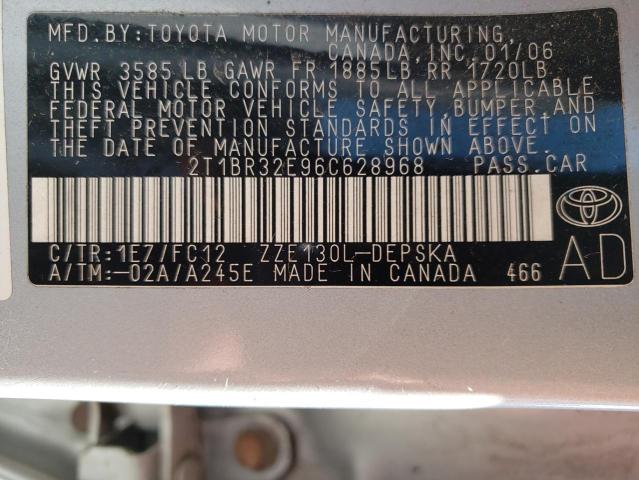 Photo 10 from auction – 2006 TOYOTA COROLLA CE with VIN 2T1BR32E96C628968