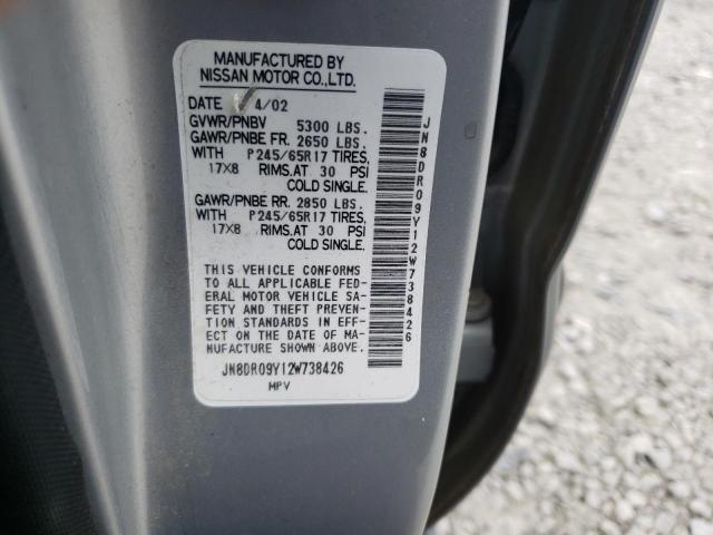 Photo 10 from auction – 2002 NISSAN PATHFINDER with VIN JN8DR09Y12W738426