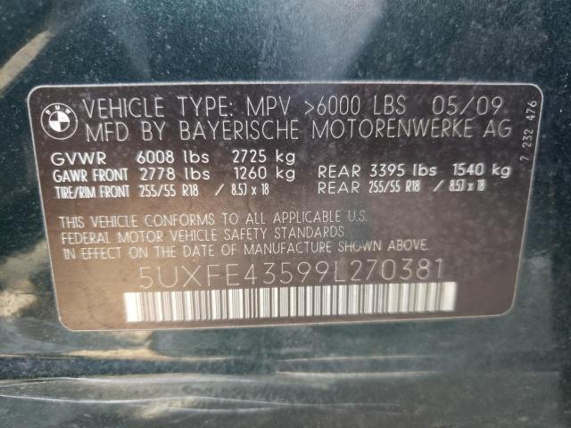 Photo 10 from auction – 2009 BMW X5 XDRIVE3 with VIN 5UXFE43599L270381