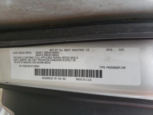Photo 10 from auction – 2006 SUBARU LEGACY 2.5 with VIN 4S3BL626167208554