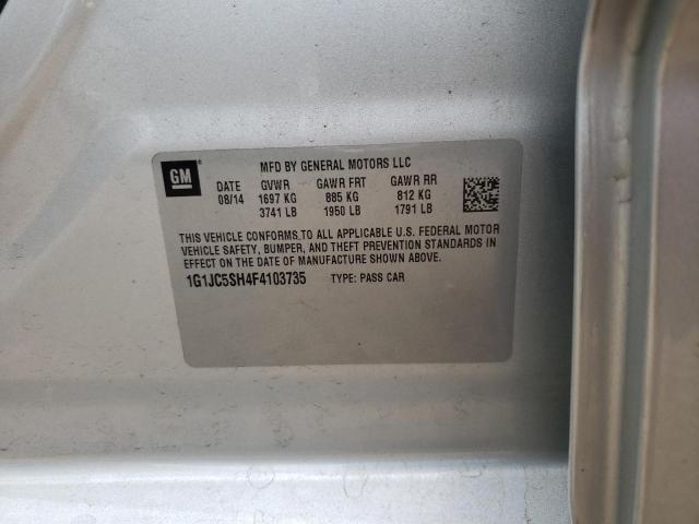 Photo 10 from auction – 2015 CHEVROLET SONIC LT with VIN 1G1JC5SH4F4103735