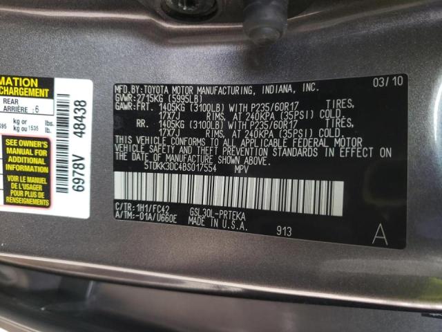 Photo 10 from auction – 2011 TOYOTA SIENNA with VIN 5TDKK3DC4BS017554
