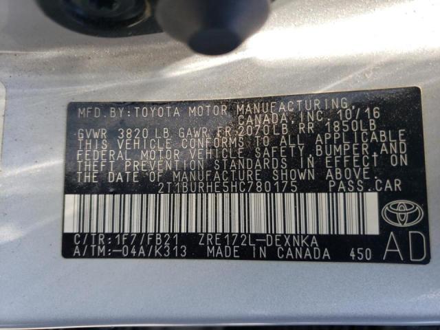 Photo 10 from auction – 2017 TOYOTA COROLLA L with VIN 2T1BURHE5HC780175