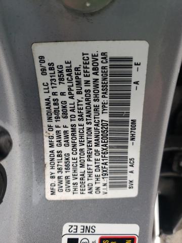 Photo 10 from auction – 2010 HONDA CIVIC LX-S with VIN 19XFA1F6XAE005207