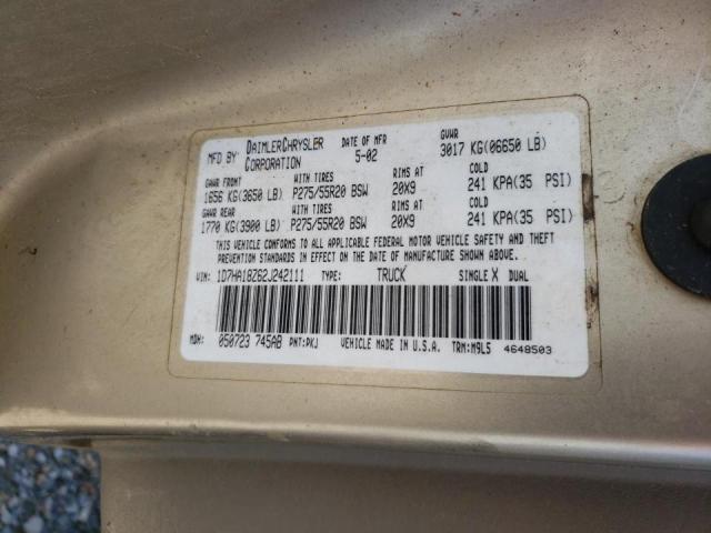 Photo 10 from auction – 2002 DODGE RAM 1500 with VIN 1D7HA18Z62J242111