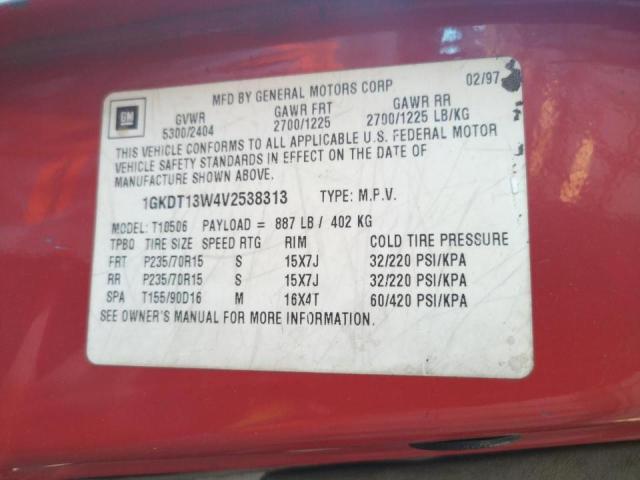 Photo 10 from auction – 1997 GMC JIMMY with VIN 1GKDT13W4V2538313