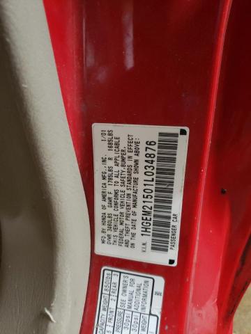 Photo 10 from auction – 2001 HONDA CIVIC LX with VIN 1HGEM21501L034876