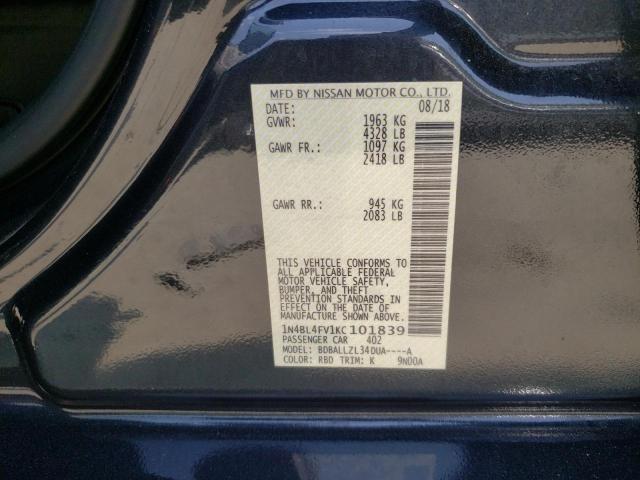 Photo 10 from auction – 2019 NISSAN ALTIMA PLA with VIN 1N4BL4FV1KC101839
