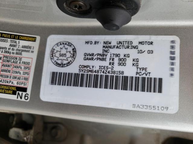 Photo 10 from auction – 2004 PONTIAC VIBE with VIN 5Y2SM64874Z438158