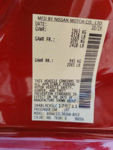 Photo 10 from auction – 2020 NISSAN ALTIMA SR with VIN 1N4BL4CV5LC179711
