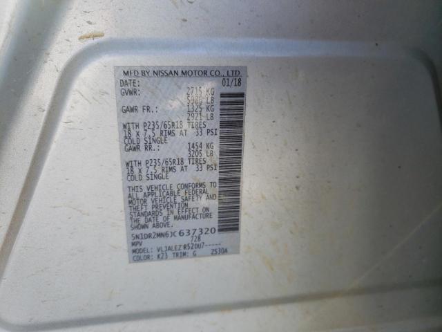 Photo 10 from auction – 2018 NISSAN PATHFINDER with VIN 5N1DR2MN6JC637320