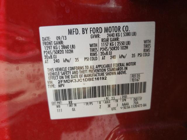 Photo 10 from auction – 2013 FORD EDGE SEL with VIN 2FMDK3JC1DBE16192