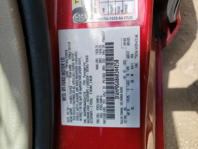Photo 10 from auction – 2010 FORD FUSION S with VIN 3FAHP0GA8AR344258