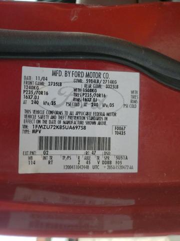 Photo 10 from auction – 2005 FORD EXPLORER X with VIN 1FMZU72K85UA69758