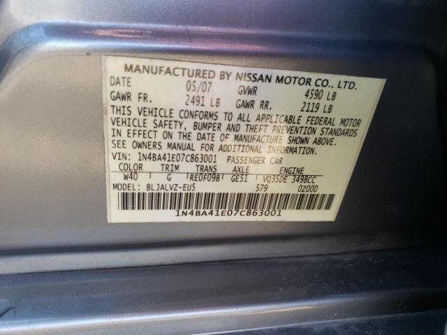 Photo 10 from auction – 2007 NISSAN MAXIMA SE with VIN 1N4BA41E07C863001